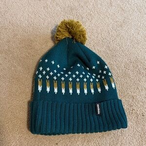 Patagonia Teal and Gold Kids Beanie